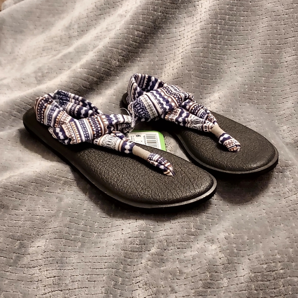 Sanuk Women's Yoga Sling 2 Prints Sandals-Lead Grey Multi 9 NWT Boho